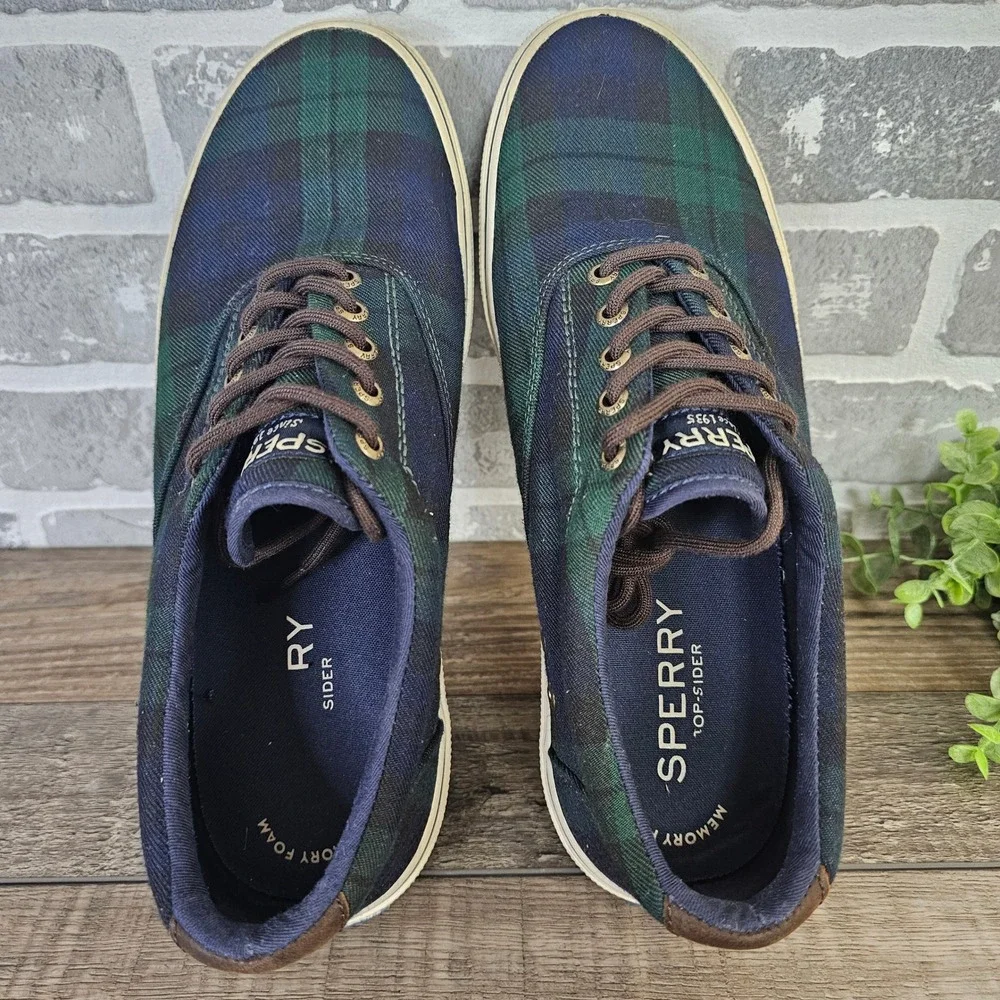 Sperry Halyard CVO Black Watch Tartan Sneakers Men's 9 STS21339